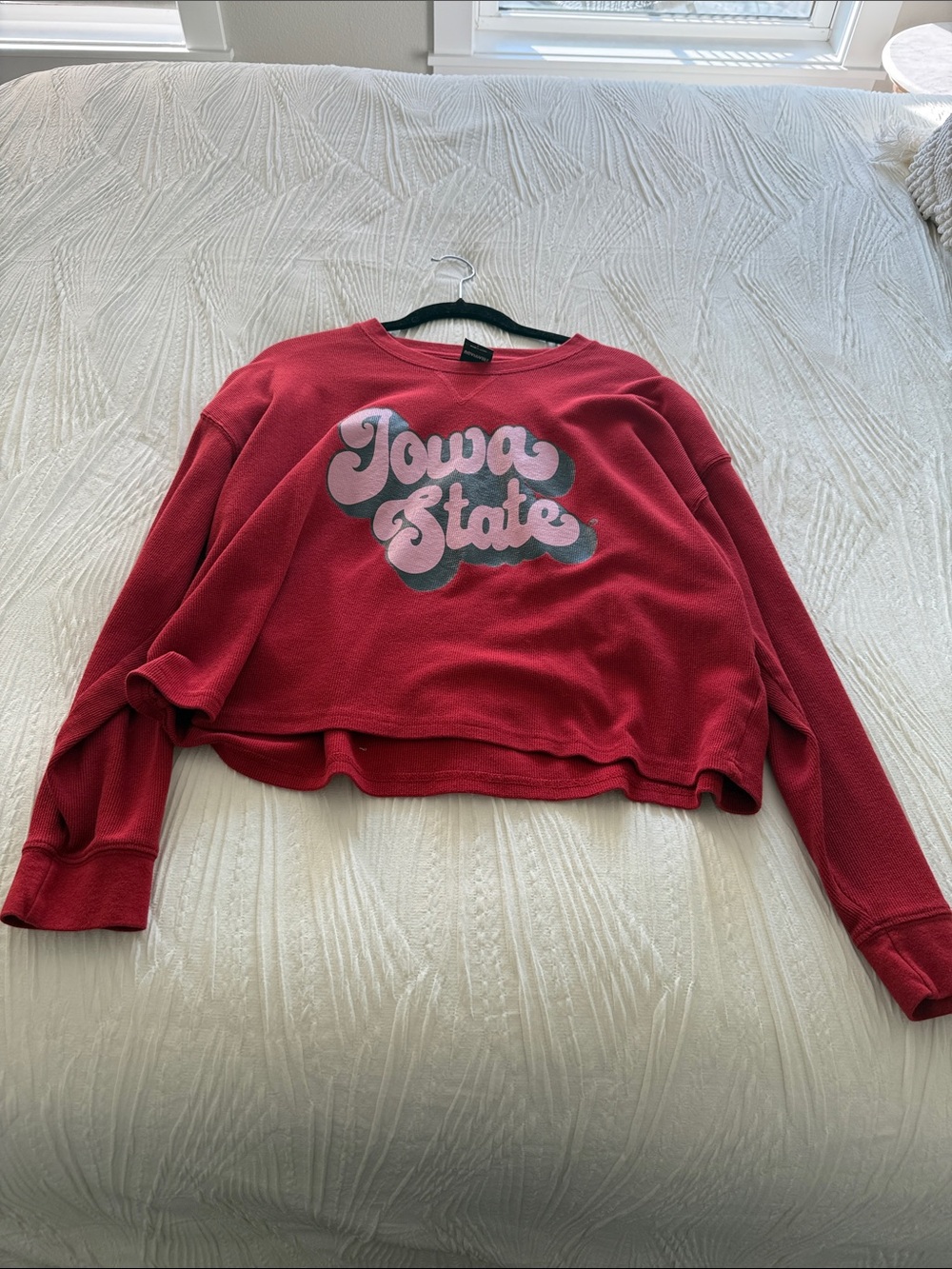 Iowa State Red Graphic Crop Henley - Ug Apparel
